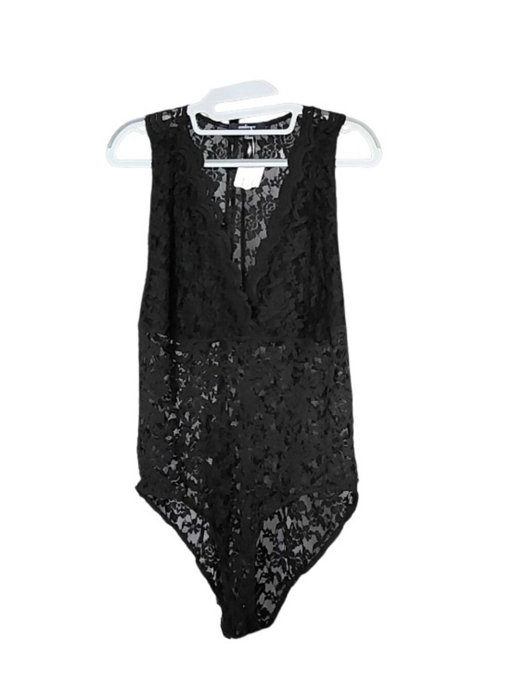 Black Lace Sleeveless Bodysuit - , Women Tops